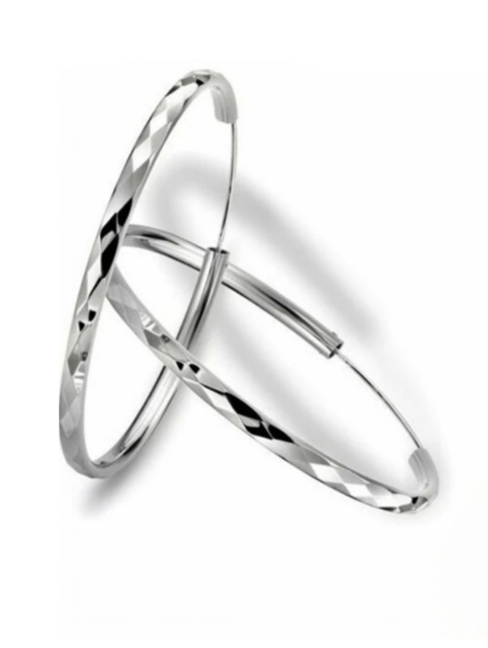 STERLING DIAMOND POLISHED HOOPZ 925